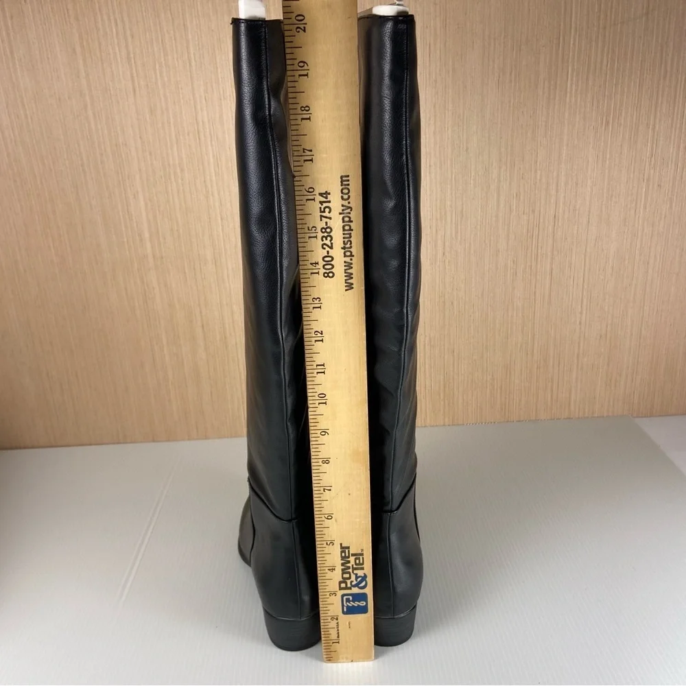 Esprit Treasure Tall Black Riding Boots 8.5M Side Zip Low Heel NIB